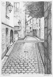 Narrow Street In Perigueux France Perspective Drawing Architecture Landscape Drawings Landscape Pencil Drawings