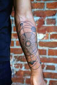 Scientific Style Black And White Little Solar System Tattoo On Arm Tattooimages Biz