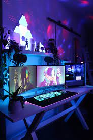 Cyberpunk Vibes Computer Gaming Room Gaming Room Setup Video Game Room Design