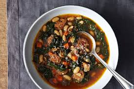 White Bean And Kale Soup With Sausage Recipe On Food52 Com Ham And Bean Soup Kale Soup Kale And Bean Soup