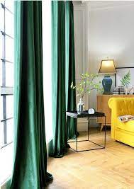 Pair Of Velvet Curtains In Emerald Green Curtains Living Room Modern Green Curtains Living Room Emerald Green Living Room