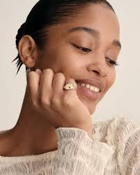 Jolene Grace • BeBe wearing our Jolene ring with the Namoi bangle and  diamond Marley ring. All made in yellow gold in our Sydney studio. . . . .  . . . #janlogan #celebrate