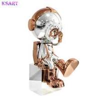 Custom Glass Fiber Electroplating Astronaut Sculpture Resin Crafts Statue  Cartoon IP Image Electroplating Effect Sculpture