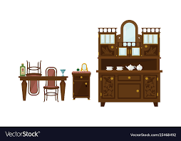 retro dining room interior with table