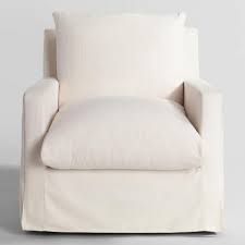 Ivory Feather Filled Brynn Swivel Chair White Swivel Chairs Arm Chairs Living Room Slipcovers For Chairs