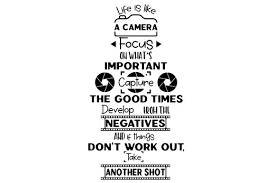 Life is like a camera… focus on what's important. Life Is Like A Camera Focus On What S Important Capture The Good Times Develop From The Negatives And If Things Don T Work Out Take Another Shot Svg Plotterdatei Von Creative Fabrica Crafts
