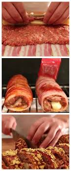 Ground Meat And Cheese Wrapped In Bacon I Used Velveeta Cheese And Just Seasone Food Recipes Ground Meat Recipes