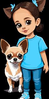 Girl and her cute Chihuahua Dog design