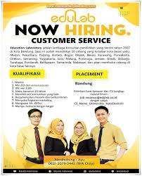 Situs lowongan kerja terpercaya di surabaya, jakarta, bandung, medan, semarang, makasar, aceh, kalimantan, solo, yogyakarta Lowongan Kerja Customer Service Bimbingan Belajar Edulab Bandung Lowongan Kerja Bandung Lowongankerjabandung Com