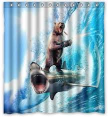 Bear With Riding Shark Never Stop Dreaming Novelty Shower Https Www Amazon Com Dp B072f Novelty Shower Curtains Unique Shower Curtain Shark Shower Curtain