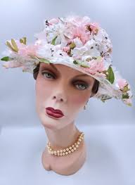 A bit of fun❕😊 Novelty hand woven pumpkin straw beach/sun hat with raffia  flowers and built in sun (cellophane) shades, early 1960's. Source. 1stDibs 