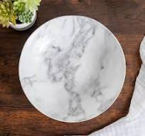 White Marble 11 inch Round Melamine Dinner Plate | Set of 6