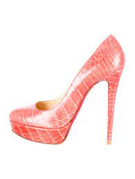 Artesur Christian Louboutin Bianca Platform Pumps Pink Crocodile Round Toes