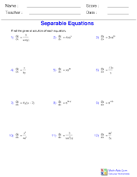 (nb remember that the upper case characters are functions of the variables denoted by their lower case counterparts, not the variables themselves). Calculus Worksheets Differential Equations For Calculus Worksheets