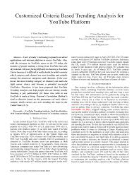PDF) Customized Criteria Based Trending Analysis for YouTube Platform