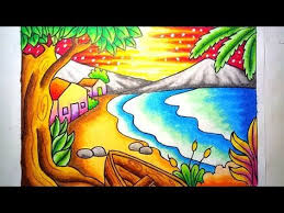 Lukisan pemandangan langit sore jelang senja 1 dunia sumber. Mewarnai Gradasi Dengan Crayon Oilpastel Pemandangan Indah Pantai Drawing Beach Scenery Youtube Gambar Flora Dan Fauna Seni Pastel Seni Krayon