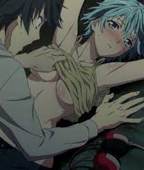 akitsuki fuuka, haruna yuu, fuuka, highres, screencap, stitched,  third-party edit, 10s, 1boy, 1girl, armpits, blue eyes, blue hair, breasts,  headphones, short hair, underboob - Image View - | Gelbooru - Free Anime