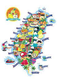 插畫家liv wan 用插畫繪出台灣驚人的美食小吃 水果生產力 illustrated map food map map design