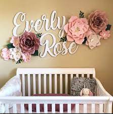 Large Paper Flowers Nursery Wall Decor Mauve And Dusty Rose Paper Flowers Wall Decor Paper Flowers For Nursery Wood Name Not Included In 2021 Girl Nursery Room Baby Girl Room Girl Nursery