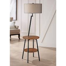 Lemington Black End Table Floor Lamp With Gray Shade 69m79 Lamps Plus In 2020 Floor Lamp Table Black Floor Lamp Black End Tables