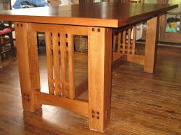 This table is created with 4 x 4 legs, 2 x 4 bracing and 1 x 4 and 1 x 2 inch lumber. Arts Crafts Dining Table Side View Of The Table Without The Leaves Installed Craftsman Style Furniture Craftsman Furniture Mission Style Furniture