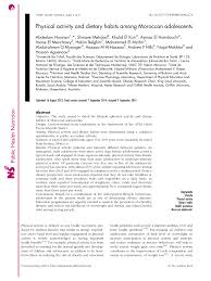 But before drowning in diet soda and daily show. Pdf Physical Activity And Dietary Habits Among Moroccan Adolescents