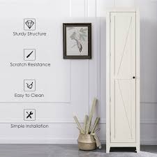 A1607 thin storage cabinet bargain shop throughout skinny storage cabinet image source: Costway Linen Tower Bathroom Storage Cabinet Tall Slim Side Organizer W Shelf White