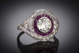 Bague Ancienne Art Deco Diamants Rubis Bijou Ancien Bague Art Deco Bagues Anciennes Bijoux Anciens