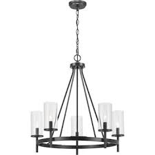 Progress Lighting Strahan 5 Light Black Transitional Chandelier Lowes Com In 2020 Transitional Chandeliers Progress Lighting Clear Glass Chandelier