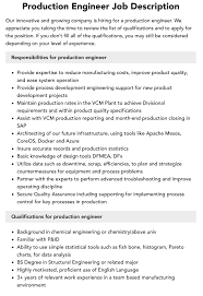 Production Engineer Job Description | Velvet Jobs