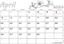 Jahreskalender 2021 kostenlose kalender ausdrucken. Monatskalender April 2021 Pdf Drucken Kostenlos