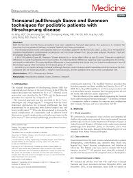 Pdf Transanal Pullthrough Soave And Swenson Techniques For