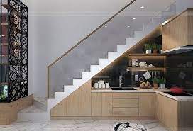 Dengan perpaduan warna abu muda kebiruan pada dinding membuat nuasna sejuk dan santai semakin terasa. 12 Inspirasi Dapur Bawah Tangga Yang Minimalis Untuk Rumah Kecil Rumah123 Com