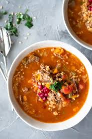 Using a slotted spoon, remove the meat from the sauce and place it in a serving bowl. Lamb Shank Soup The Home Cook S Kitchen