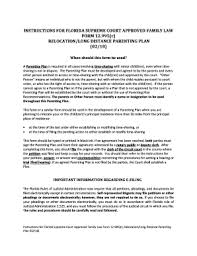 How the child's time will be divided between the guardians; Fillable Online Relocation Long Distance Parenting Plan Fax Email Print Pdffiller
