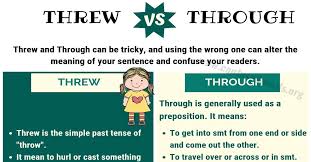 Threw Vs Through How To Use Through Vs Threw In Sentences Confused Words English Words Learn English Words Confusing Words