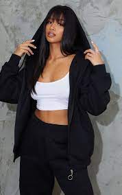 Petite Black Extreme Oversized Pocket Front Zip Through Hoodie En 2021 Taille De Vetement Sweat Capuche Jogging