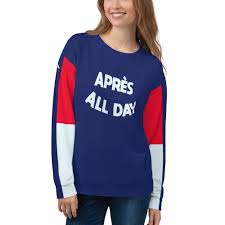 Apres All Day Sweatshirt Pullover Sweater Blue Red Ski Skiing Etsy