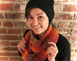 The Phoenix Dragon Scale Infinity Scarf, Chunky, Handmade, Knitted Scarf,  Light Weight, Versatile, Colorful, Bold