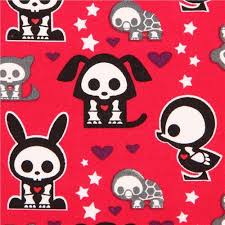 Red Skelanimals Animal Skeleton Fabric Star Heart Usa Fabric Stars Animal Skeletons Kawaii Halloween