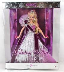 Barbie 2005 Bob Mackie Holiday Barbie Silver White Gown Maroon Sash G8058 2005 Barbie Holiday Barbie Barbie Pink