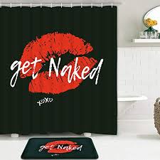 Shower your bathroom with personality! Get Naked Shower Curtain Set With Non Slip Bathroom Mats Sexy Lips Shower Curtains With 12 Hooks Funny Kiss Durable Waterproof Bath Curtain 70 X 69 Inches Black Buy Online In Gibraltar At Gibraltar Desertcart Com