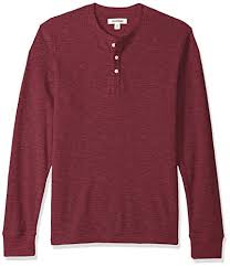 Goodthreads Mens Long Sleeve Slub Thermal Henley Burgundy Large