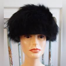 Vintage Hat Original By Del Veta Hat Black Fox 1960's excellent condition