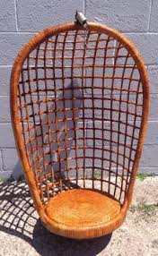 Vintage Mid Century Modern Hanging Basket Bamboo Rattan Swing Chair Swinging Chair Chair Mid Century Modern