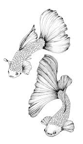 Black And White Koi Fish Tattoo Design Coloring Page Guppy Fish With Images Guppy Fish Coloring Pages Lion Fish
