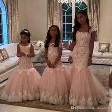 2017 Champange And Ivory Lace Mermaid Flower Girl Dresses For Weddings First C Flower Girl Dresses Mermaid Flower Girl Dresses Taffeta Long Flower Girl Dresses