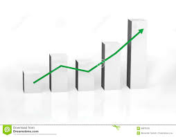 bar chart showing quantity increasing stock illustration