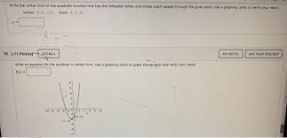 About press copyright contact us creators advertise developers terms privacy policy & safety how youtube works test new features press copyright contact us creators. Write The Vertex Form Of The Quadratic Function That Chegg Com