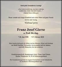 Zusammen mit ihrem mann thomas betreibt sie den kanal „beas rezepte. Traueranzeigen Von Franz Josef Gierse Trauer Und Gedenken